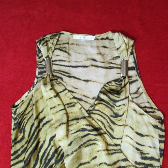 Boston Proper Animal Print Blouse Tank Gold Brown Top - Picture 3 of 11